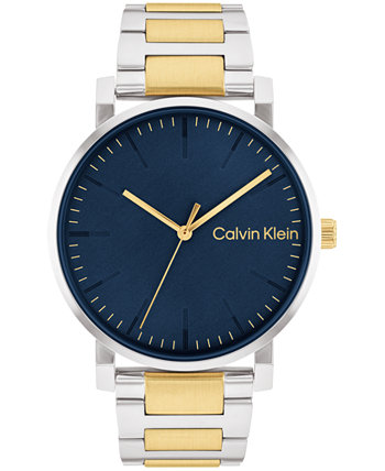Мужские двухцветные часы с браслетом из нержавеющей стали с тремя стрелками, диаметр 43 мм Calvin Klein
