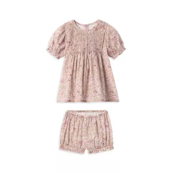 Для маленьких девочек &amp; Хлопковый топ Little Girl's Lottie с цветочным принтом и ампер; Комплект шорт Baybala