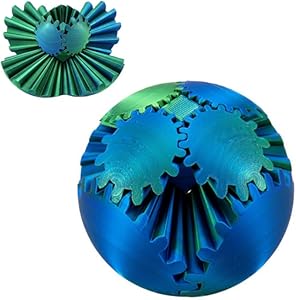 3D Printed Gear Ball - Spin Ball Fidget Toy for Adults Kids - Gear Sphere Stress Ball Desk Toy (Bluegreen) CAILINK