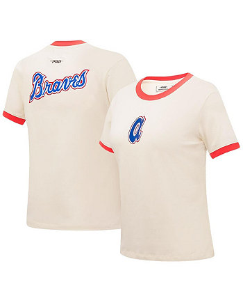 Женская кремовая футболка Atlanta Braves Retro Classic Ringer Pro Standard