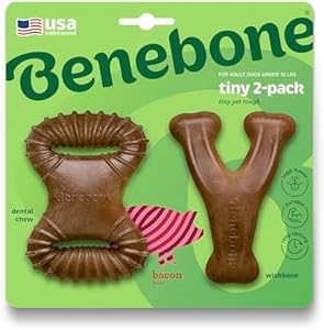 Игрушка для собак Benebone Tiny с настоящим беконом, 2 штуки, малый размер Benebone