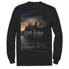 Мужская футболка с длинным рукавом с изображением Гарри Поттера и Даров смерти Хогвартс с плакатом Harry Potter