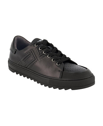 Men's Side Embossed Logo and Patent Detail Leather Sneakers Karl Lagerfeld Paris