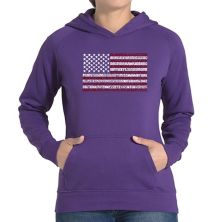 50 States USA Flag - Women's Word Art Hooded Sweatshirt LA Pop Art