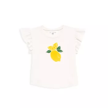 Маленькая девочка &amp;amp; Лимонная футболка с рюшами для девочек для девочек Sol Angeles