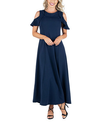 Женское макси-платье трапециевидной формы с открытыми плечами и оборками 24Seven Comfort