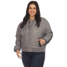 Women's White Mark Plus Size Quilted Puffer Bomber Jacket White Mark