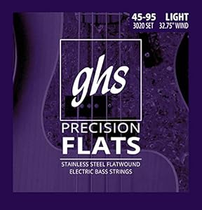 GHS Strings 3020 Short Scale 4-String Bass Precision Flats, Stainless Steel Flatwound, 32.75" Winding, Light (45-95) GHS Strings