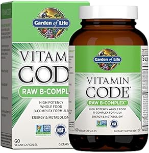 Garden of Life Raw B Complex - Vitamin Code - 60 Vegan Capsules, High Potency Vitamins for Energy & Metabolism with B2 Riboflavin, B1, B3, B6, Folate, B12 as Methylcobalamin & Biotin Plus Probiotics Garden of Life