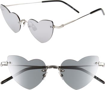 Солнцезащитные очки без оправы 50 мм в форме сердца Saint Laurent