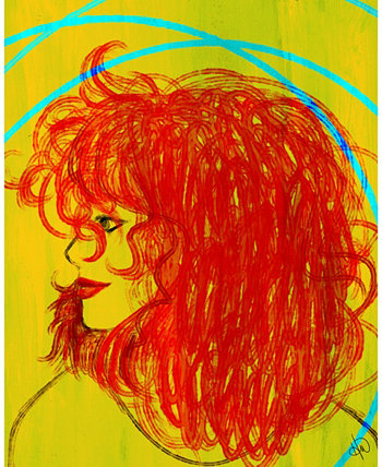 Красивые кудри Абстрактный женский портрет Художественный принт на металлической стене - 20 "x 24" Creative Gallery