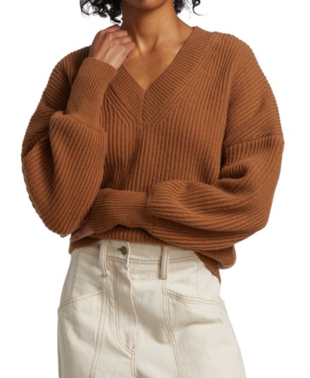 Шерстяной свитер с v-образным вырезом LVIR