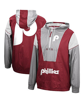 Мужская куртка Cardinal Philadelphia Phillies Highlight Reel Windbreaker с капюшоном на молнии до половины Mitchell & Ness