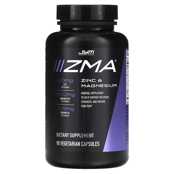 ZMA, Цинк & Магний - 90 вегетарианских капсул - JYM Supplement Science JYM Supplement Science