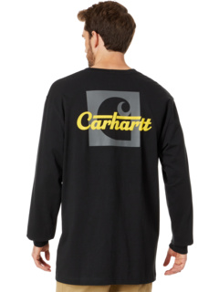 Тяжелая футболка свободного покроя Big & Tall с карманом и надписью с длинными рукавами Carhartt