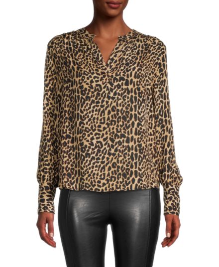 Шелковая блуза с леопардовым принтом Elie Tahari