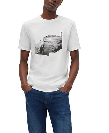 Мужская футболка из хлопкового джерси с сезонным принтом BOSS BOSS