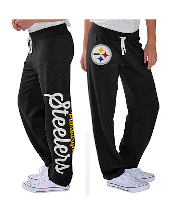 Женские черные флисовые брюки Pittsburgh Steelers для схватки G-III