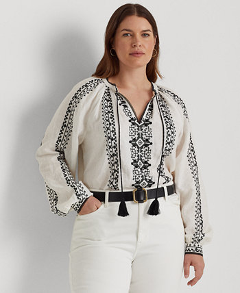 Блузка больших размеров с объемными рукавами Ralph Lauren