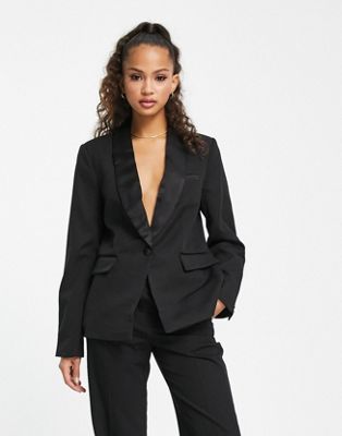 Черный атласный пиджак с лацканами New Look New Look