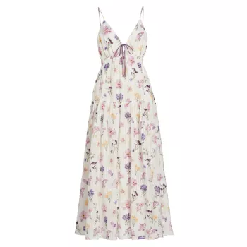 Хлопковое платье макси с цветочным принтом Phoebe KIVARI