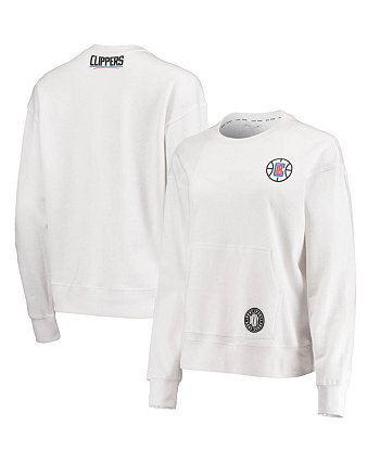 Женский белый свитшот-пуловер с круглым вырезом LA Clippers Camila DKNY
