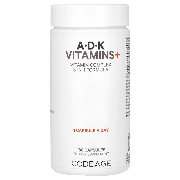 Витамины A, D, K+, 180 капсул Codeage