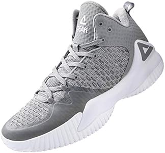 PEAK High Top Mens Basketball Shoes Streetball Master Breathable Non Slip Outdoor Sneakers Cushioning Workout Shoes for Fitness PEAK