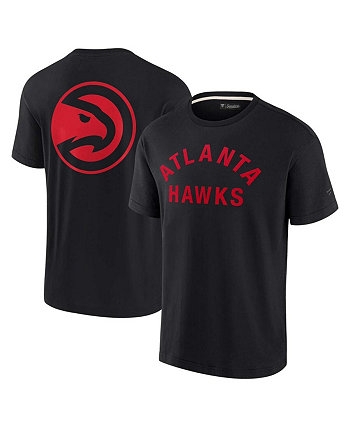 Мужская и женская черная супермягкая футболка Atlanta Hawks Fanatics Signature