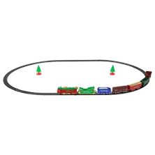 Набор из 23 классических рождественских поездов с подсветкой и анимацией на батарейках с овальной направляющей Christmas Central