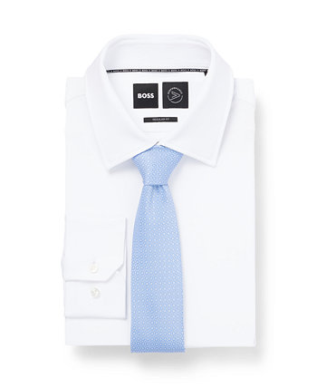 Мужской галстук из жаккардового плетения из чистого шелка с микро узором BOSS