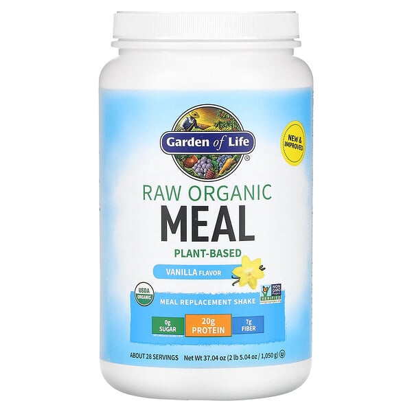 RAW Organic Meal, Коктейль и заменитель еды, ваниль, 2 фунта 2 унции (969 г) Garden of Life