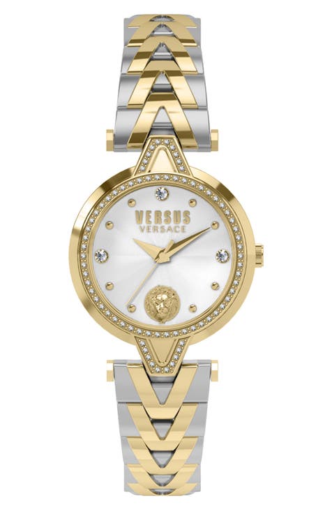 Женские часы V-Versus Two-Tone Crystal Pavè с браслетом из нержавеющей стали, 34 мм VERSUS