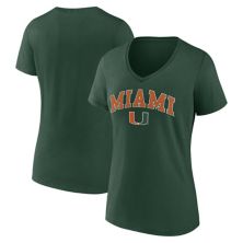 Women's Fanatics Branded Green Miami Hurricanes Evergreen Campus V-Neck T-Shirt Fanatics