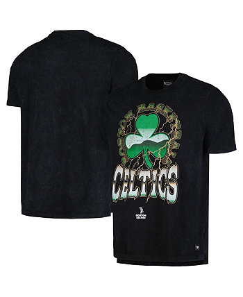 Мужская и женская черная рваная футболка Boston Celtics Tour Band The Wild Collective