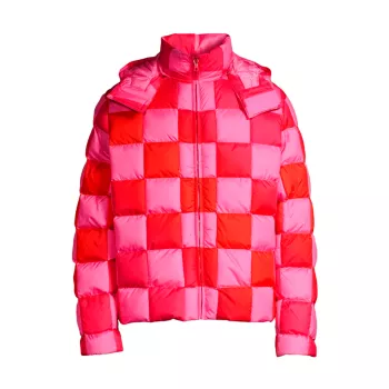 Hooded Check Puffer Coat ERL