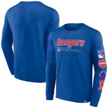 Мужская синяя футболка с длинным рукавом с логотипом Fanatics New York Rangers Strike the Goal Unbranded