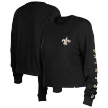 Женская термоукороченная футболка с длинными рукавами New Era, черная New Orleans Saints New Era