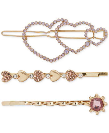Gold-Tone Crystal Heart Hair Barrette & 2-Pc. Bobby Pin Set Lonna & lilly