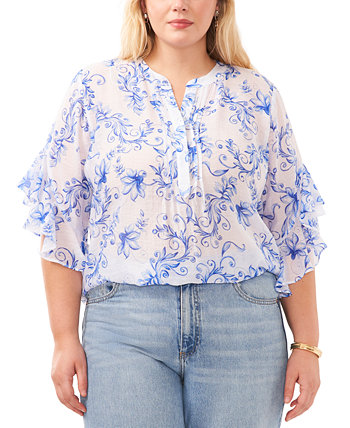Plus Size Printed Flutter Sleeve Blouse Vince Camuto