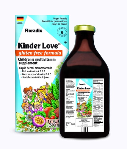 Floradix Kinder Love® Детские жидкие мультивитамины без глютена -- 17 жидких унций Floradix