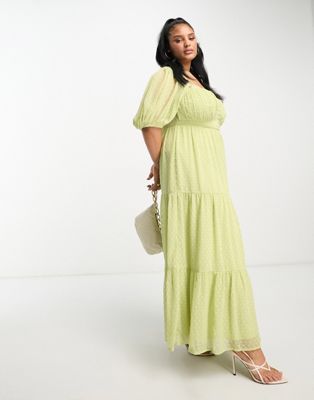 Женское платье ASOS DESIGN Curve с открытой спиной, вставками из кружева и текстурой в макси-стиле ASOS Curve