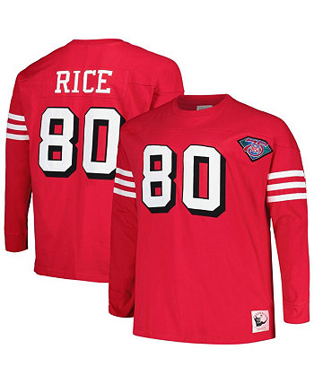 Мужская футболка с длинным рукавом Jerry Rice Scarlet San Francisco 49ers Big and Tall, вырезанная и вышитая, с именем и номером игрока Mitchell & Ness