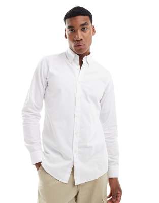 BOSS Orange rickert oxford long sleeve shirt in white BOSS Orange