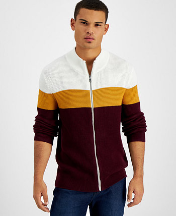 Мужской хлопковый свитер на молнии с цветными блоками, созданный для Macy's INC International Concepts