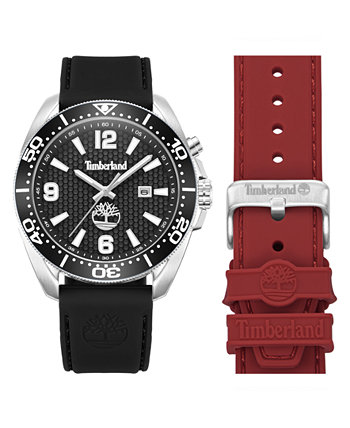 Мужские кварцевые часы Carrigan Black Silicone Watch 44mm Set Timberland