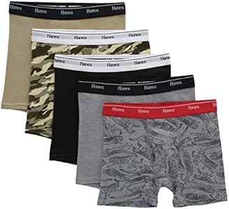 Hanes Boys' Boxer Briefs, Moisture-wicking Cotton Stretch Underwear, Assorted 5-pack Hanes