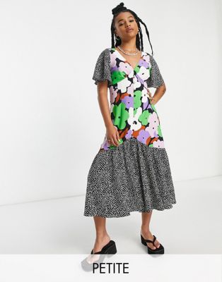 Разноцветное платье миди с ярким цветочным принтом Topshop Petite Topshop Petite