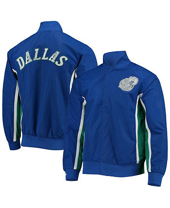 Мужская синяя куртка Dallas Mavericks из твердой древесины Classics 75th Anniversary Authentic Warmup Full-Snap Jacket Mitchell & Ness
