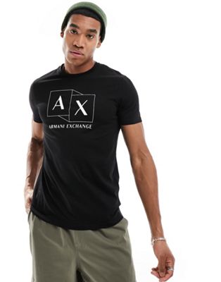 Черная узкая футболка с логотипом Armani Exchange Boxes AX ARMANI EXCHANGE